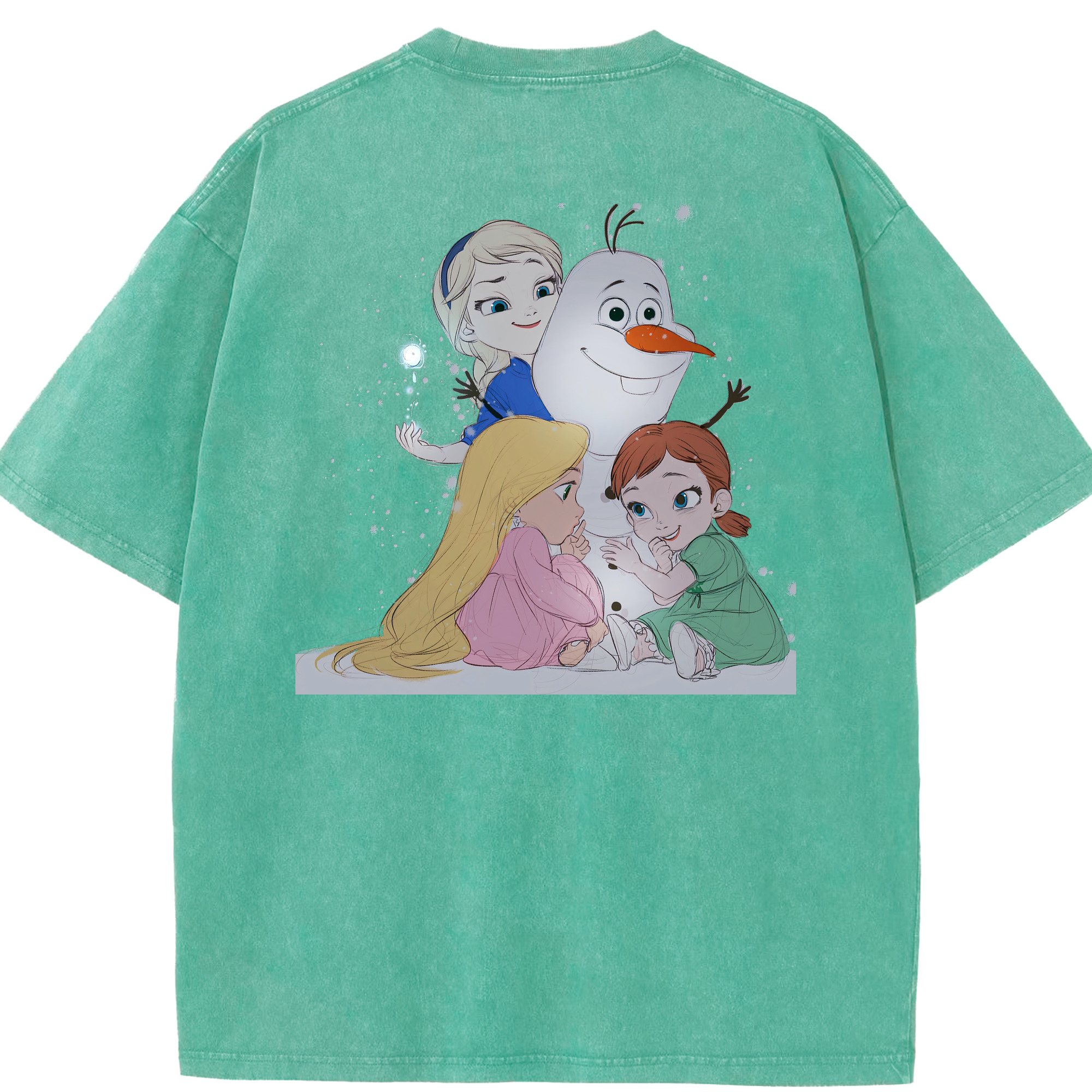（画像用） アナと雪の女王 アンナ エルサ Frozen Anna Elsa 綿100% ヴィンテージ風 半袖Tシャツ（背面プリント）